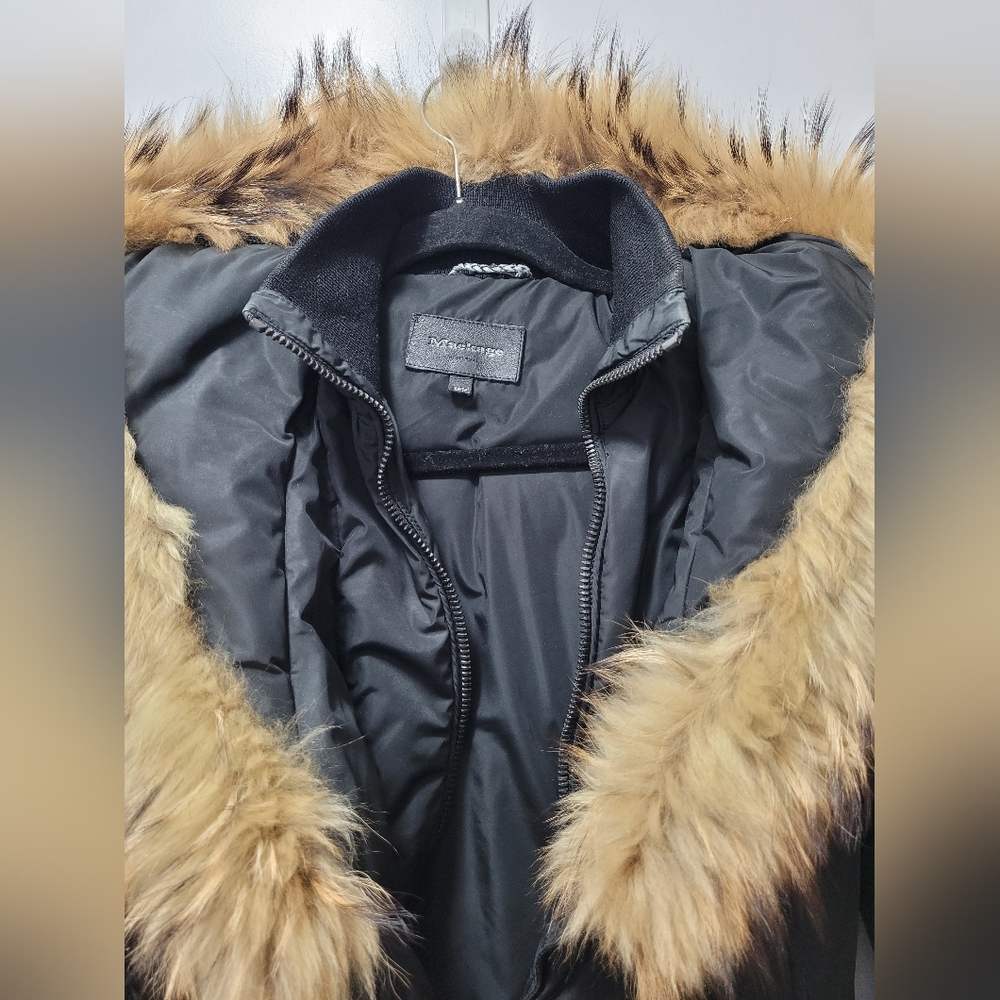 Mackage KAY Down Coat Natural Fur Collar Black XS - Picture 3 of 13